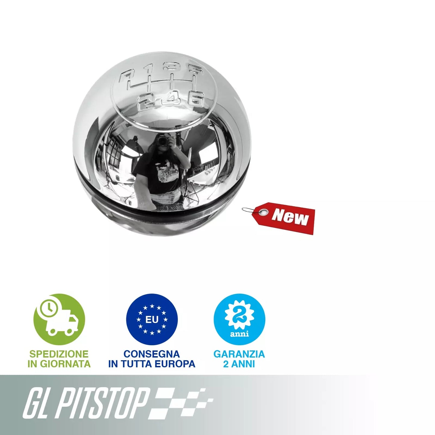 POMELLO COMPLETO CROMATO compatibile con GIULIETTA 6M “R” IN ALTO A SX Sonas srl