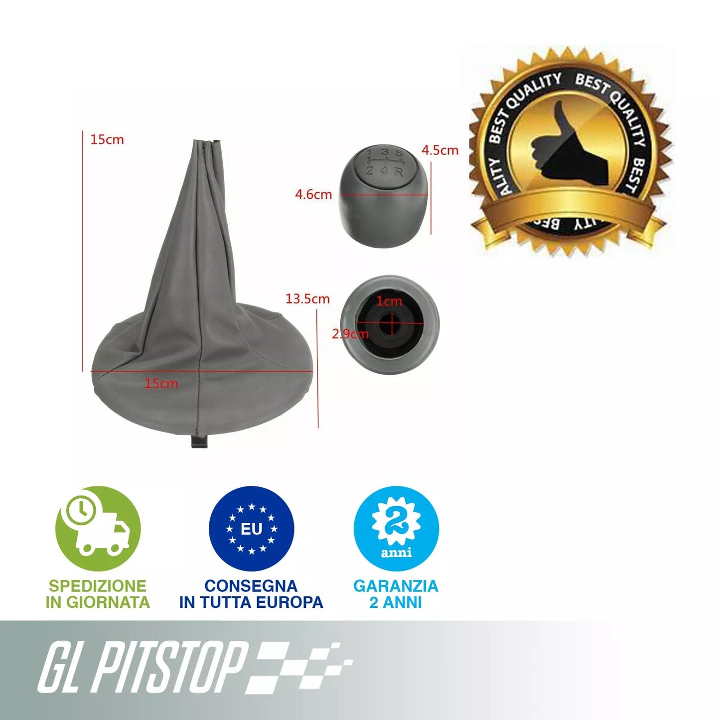 POMELLO + CUFFIA CAMBIO compatibile con FIAT PANDA 5 MARCE RIN BASSO A DX DA '03 '12 Sonas srl