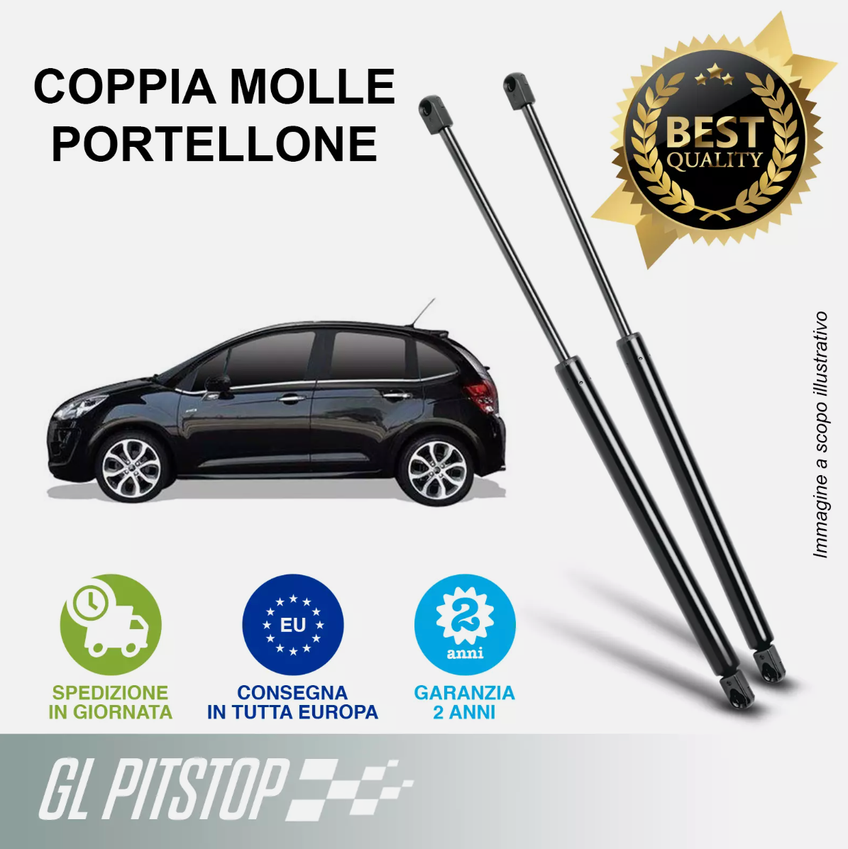 Pistoni Portellone, Coppia Molle a Gas compatibile con CITROEN C3 II (SC) Sonas srl