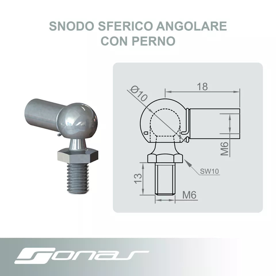 Attacchi, staffe supporto, Raccordi Per Molla Molle a Gas vari modelli Sonas srl