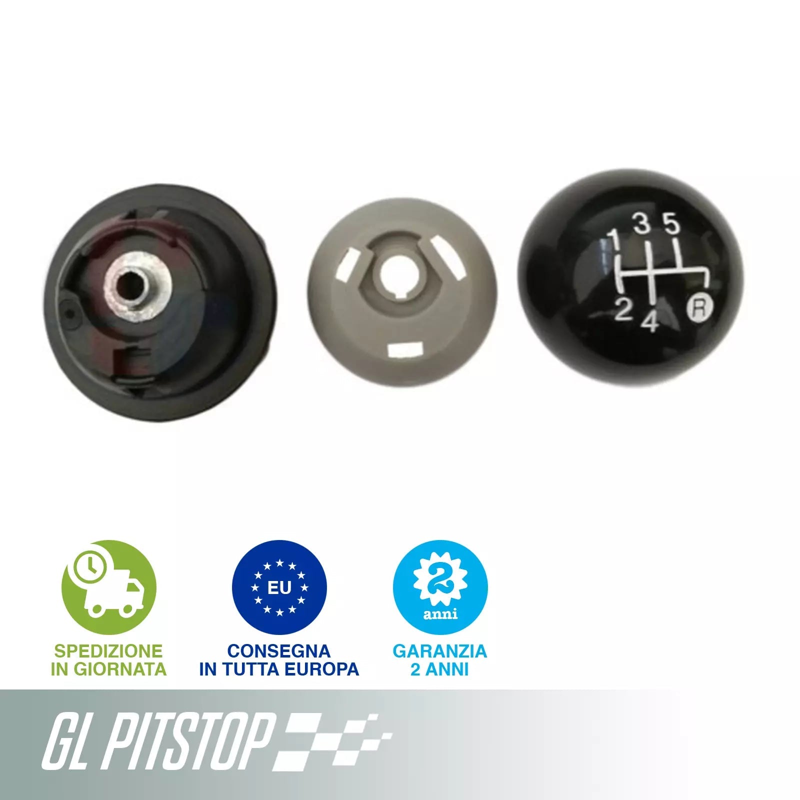 POMELLO CAMBIO NERO 5 MARCE compatibile con FIAT 500 DA '07 “R” IN BASSO A DX Sonas srl