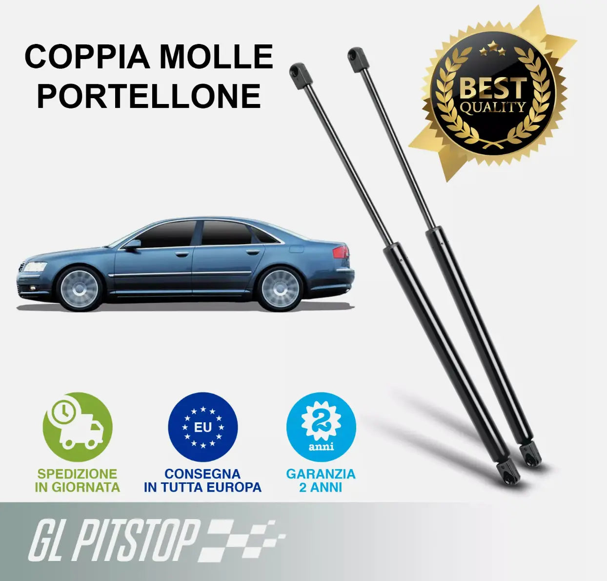 Coppia Molle a Gas per cofano Anteriore compatibile con AUDI A8 (4E2, 4E8) da '02