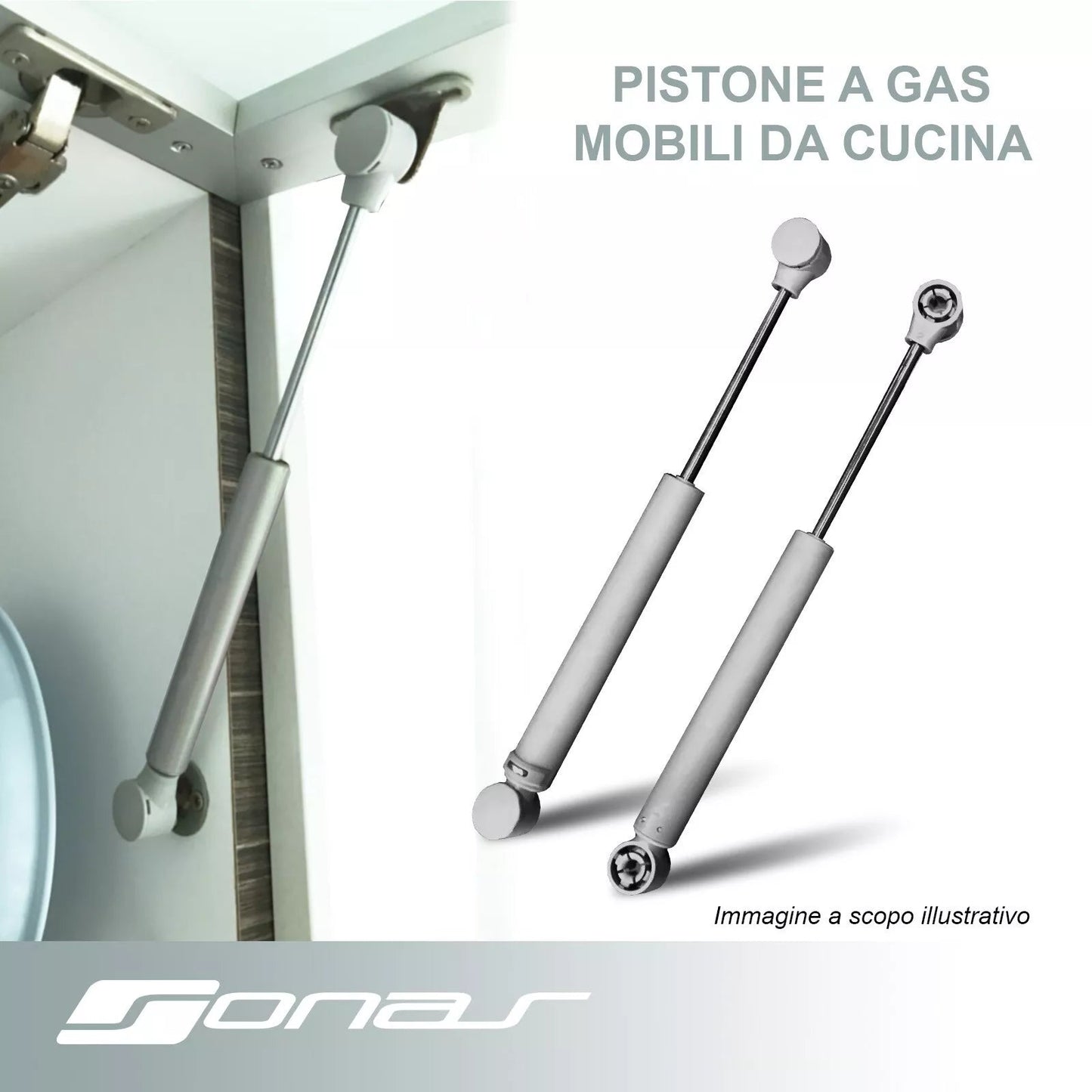 Set X 2 PCS Molle a Gas, Pistoni a Gas per Ante Cucina, Mobili Sonas srl