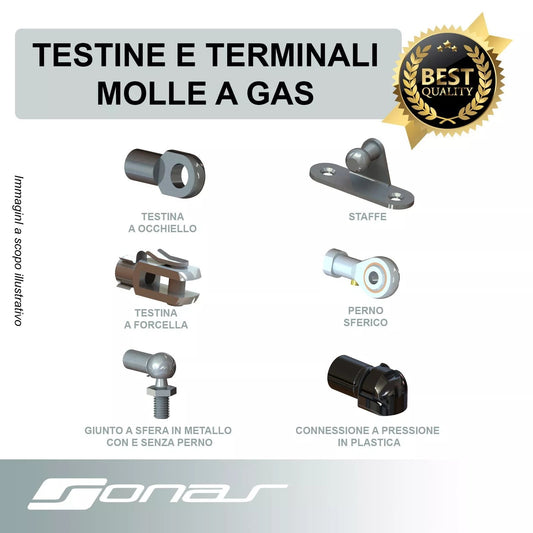 Attacchi, staffe supporto, Raccordi Per Molla Molle a Gas vari modelli Sonas srl