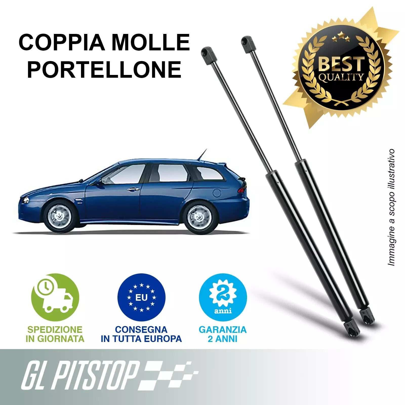 Pistoni Portellone, Coppia Molle a Gas compatibile con ALFA ROMEO 156 (932) SportWagon da '00 Sonas srl