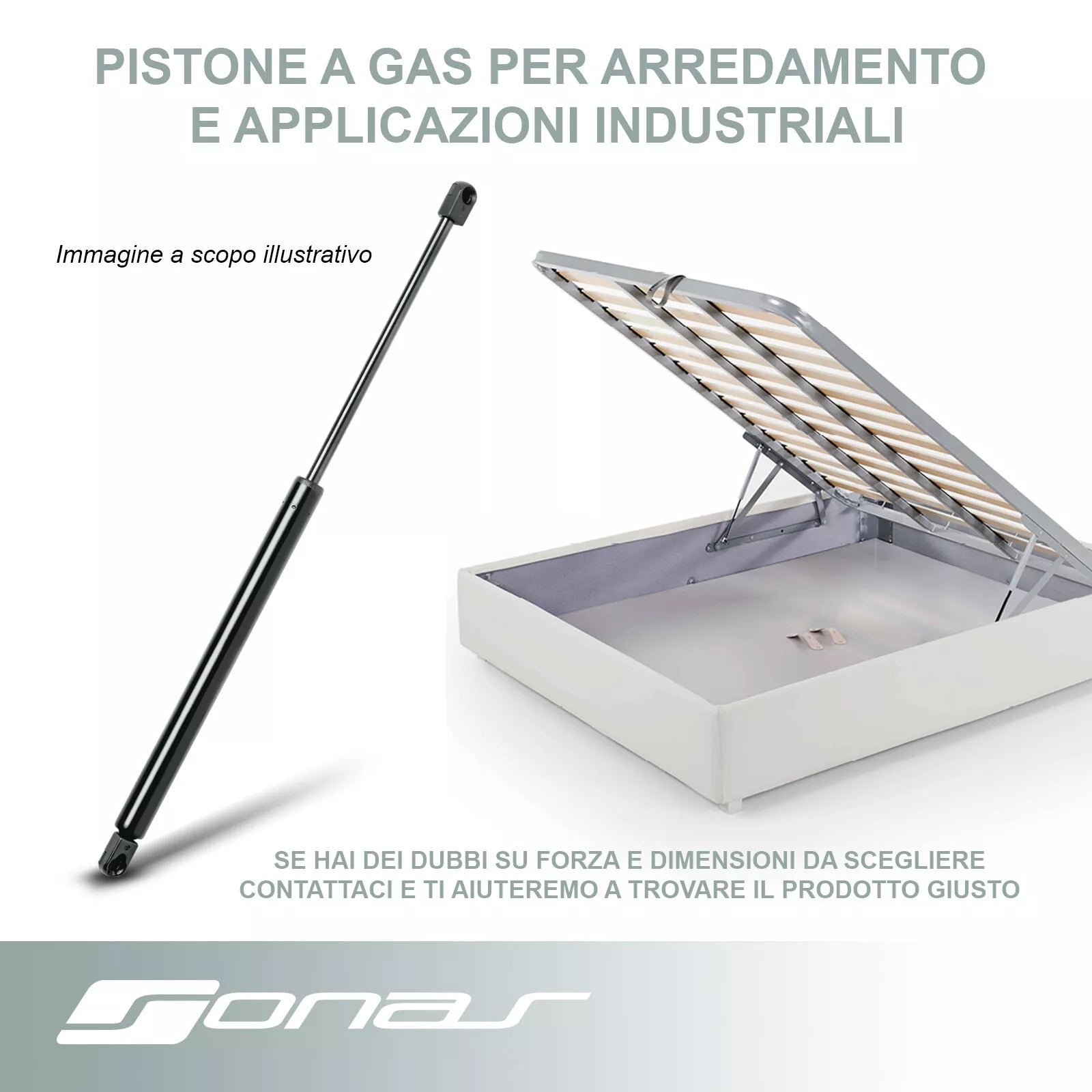 1 Pistone a Gas, Molla a Gas per letto contenitore e altro Sonas srl